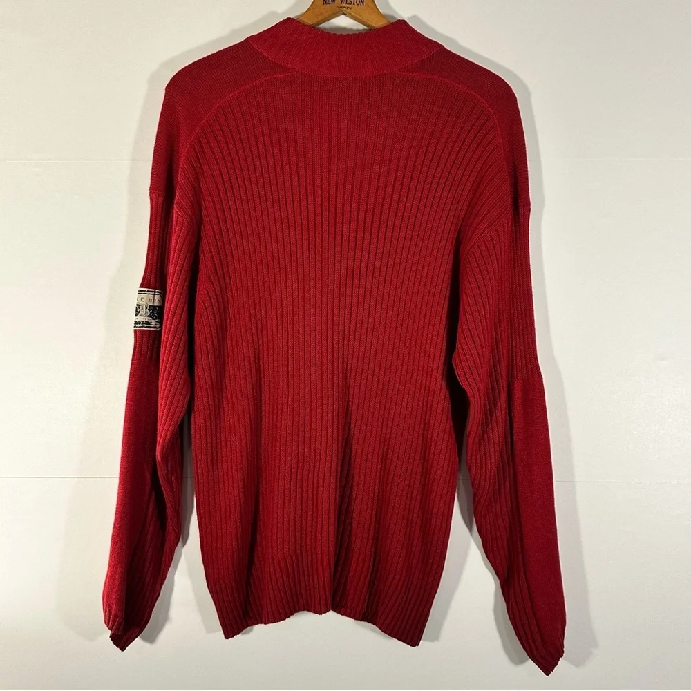 Bugle Boy Red Cotton blend Quarter Zip Ribbed Sweater for Men